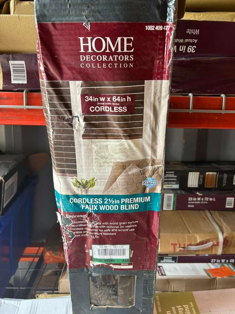 HDC Espresso Cordless 2.5″ Faux Wood Blinds 35″W x 72” H