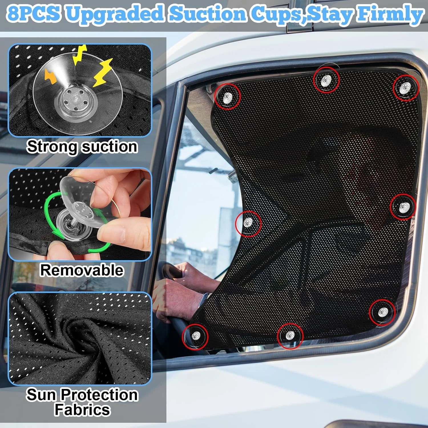 2PCS Side Window Sunshades for Semi-Truck,23.6×21.6inch Car Side Window Shade RV