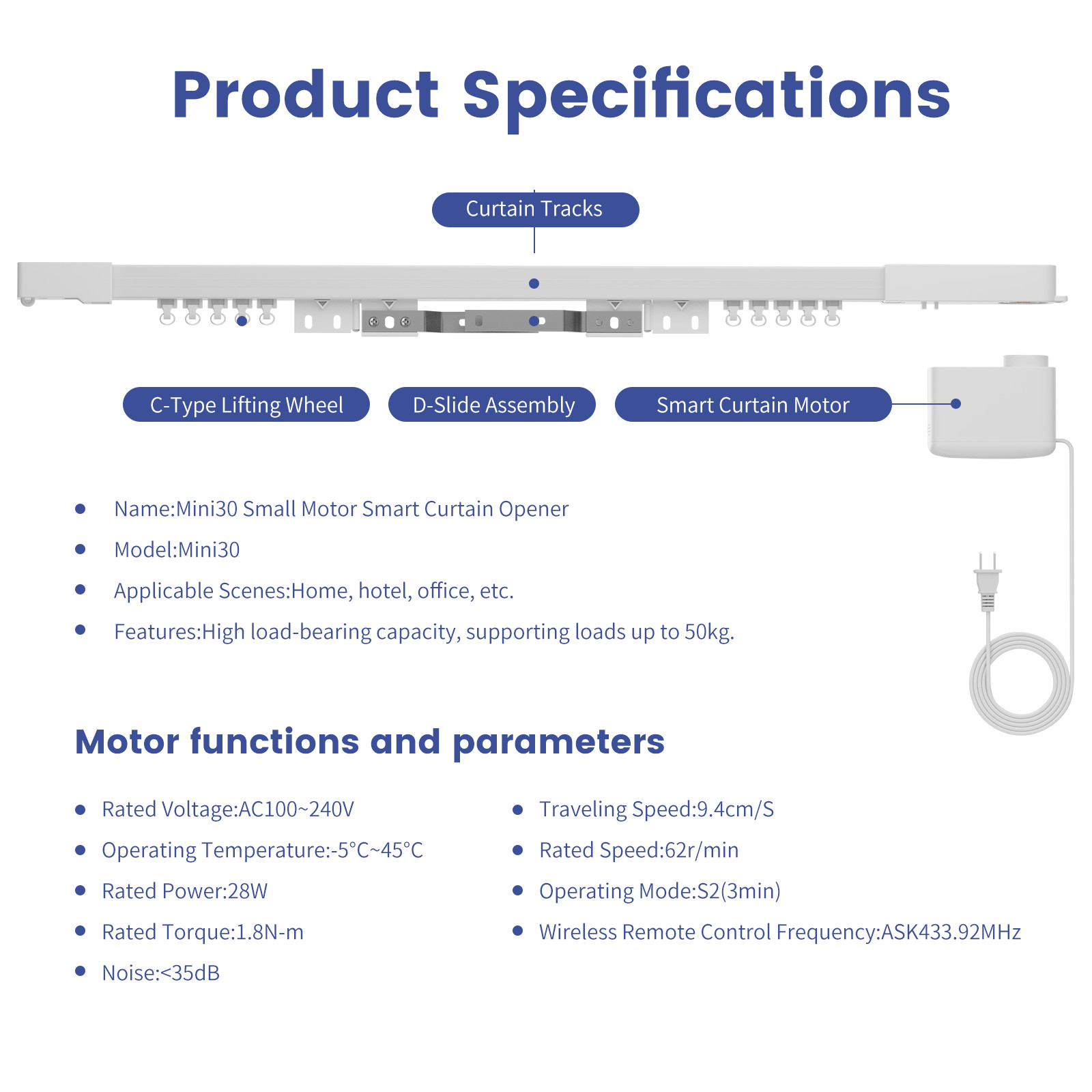MINICURTAIN Mini30 Smart Curtain Motor (Mini Motor) – App/Voice/Remote Control