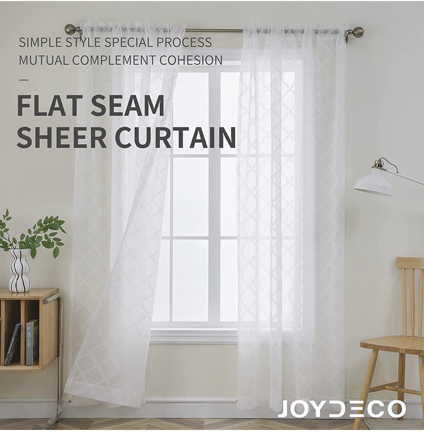 (Off White) 54×63 inch Semi Sheer Curtains for Bedroom Living Room