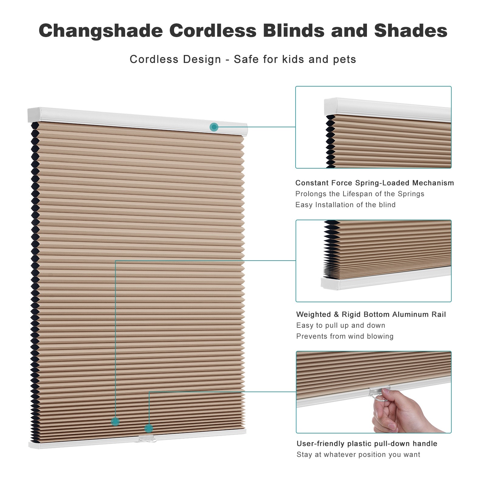 38mm Blackout Honeycomb Blinds For Window Cordless Cellular Shades-Six Colors