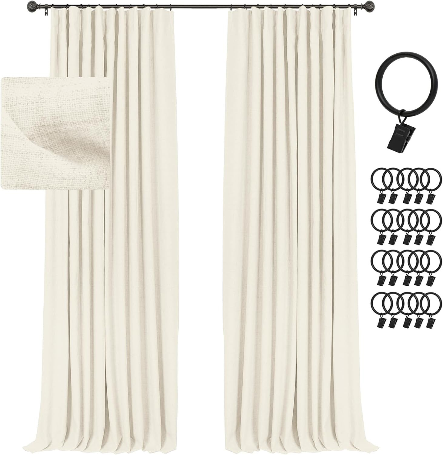 100% Blackout Curtains Thermal Insulated Drapes for Bedroom Living Room