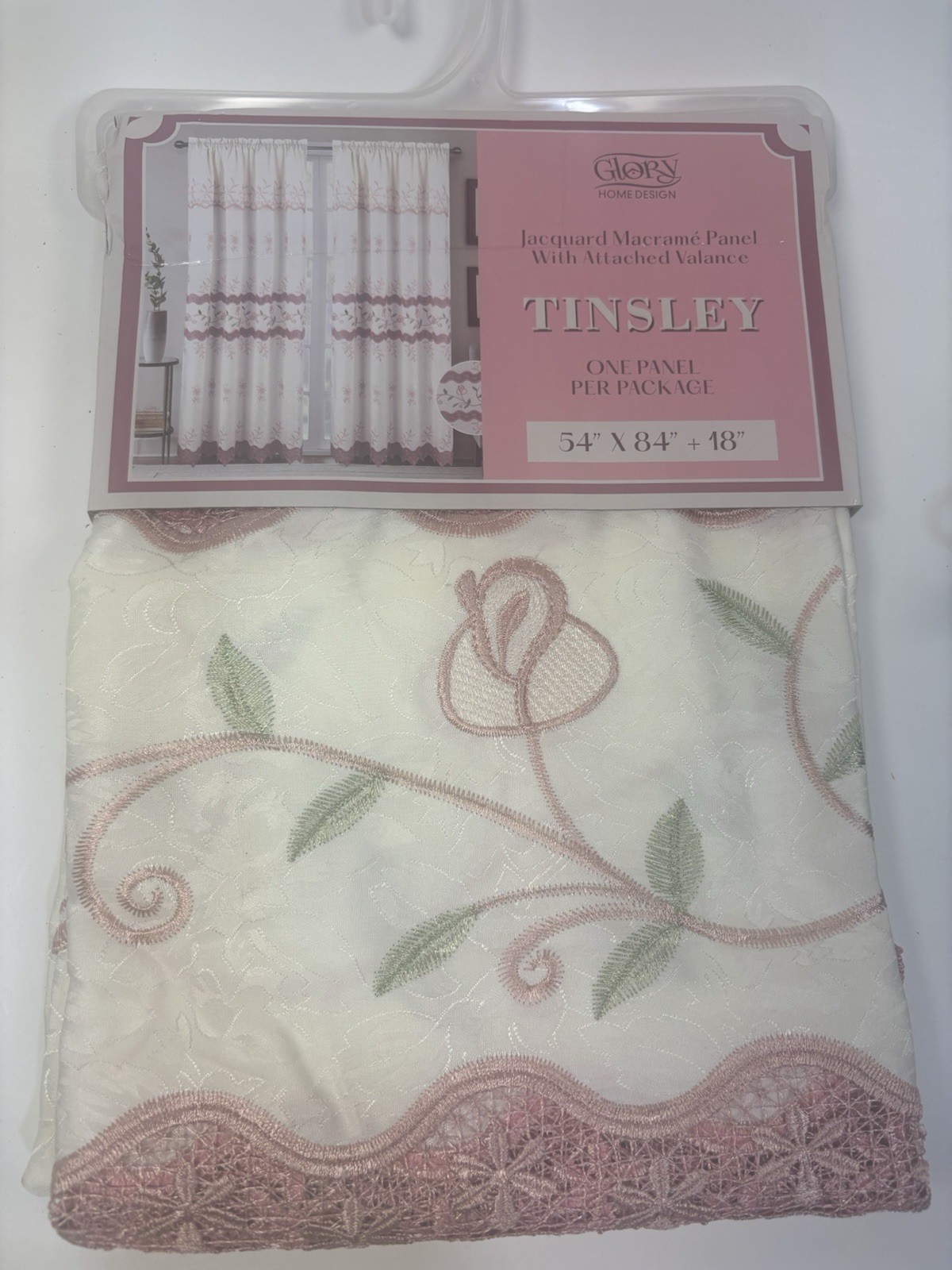 Curtains Glory Home One Panel Per Package 54×84 Tinsley Beige Rose Color