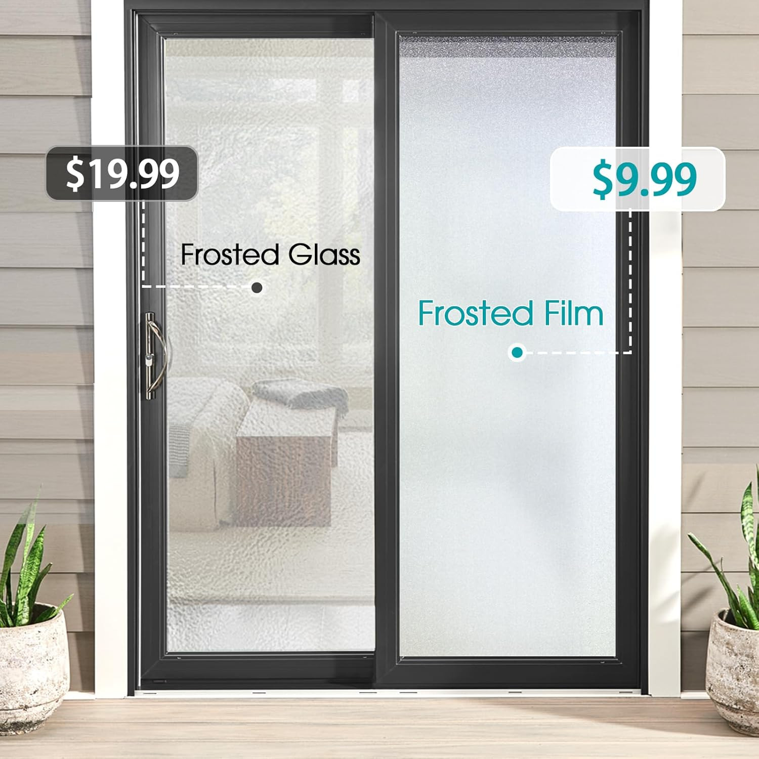 Coavas Window Privacy Film Frosted Glass Static Cling 17.5 x 78.7 Inch, Pure