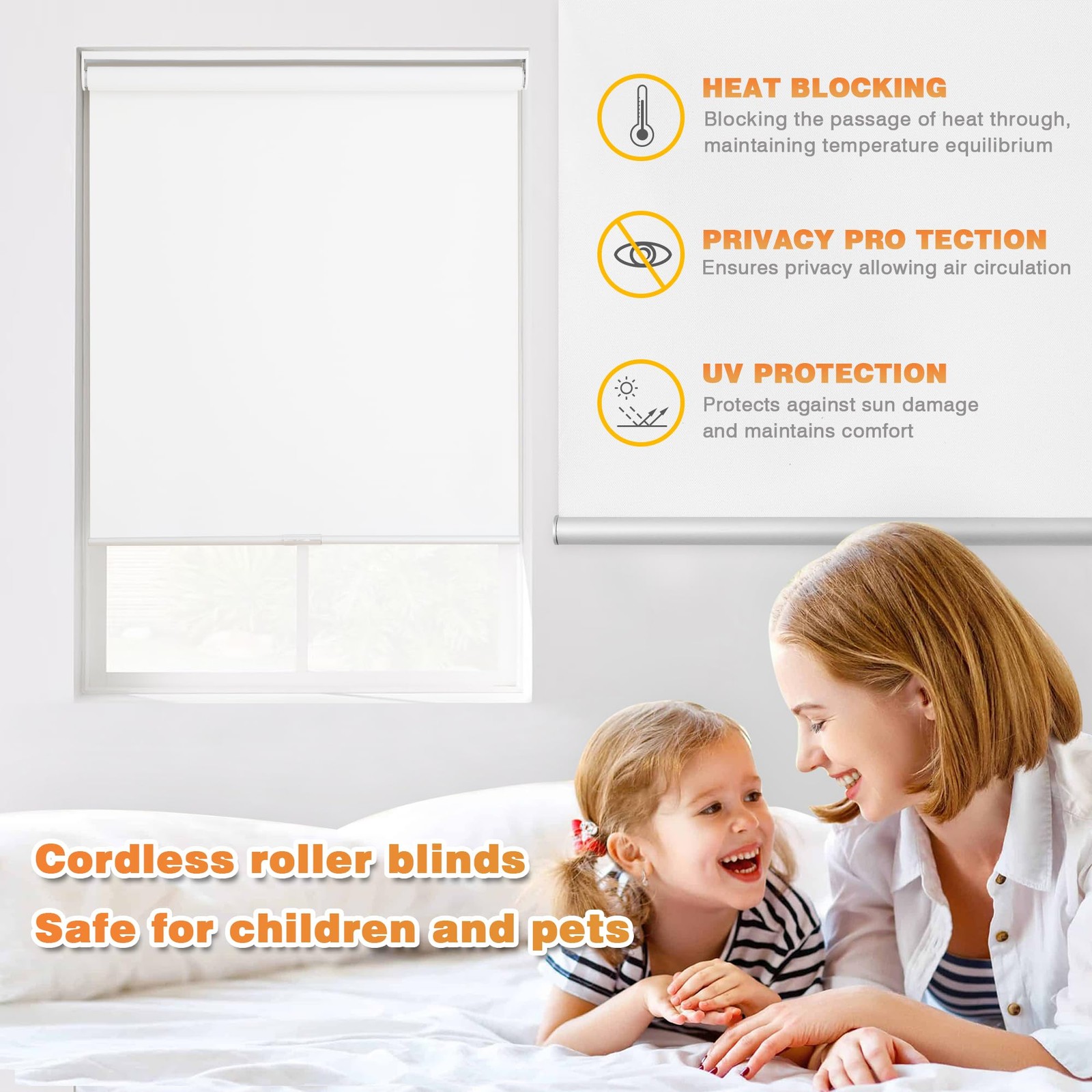 Blackout Roller Shades for Windows, Cordless Free-Stop Blinds with Thermal In…