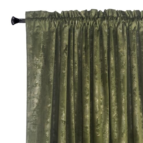 Luxury Gold Foil Print Moss Green Velvet 52″W x 96″L (Pack of 2) Mossgreen