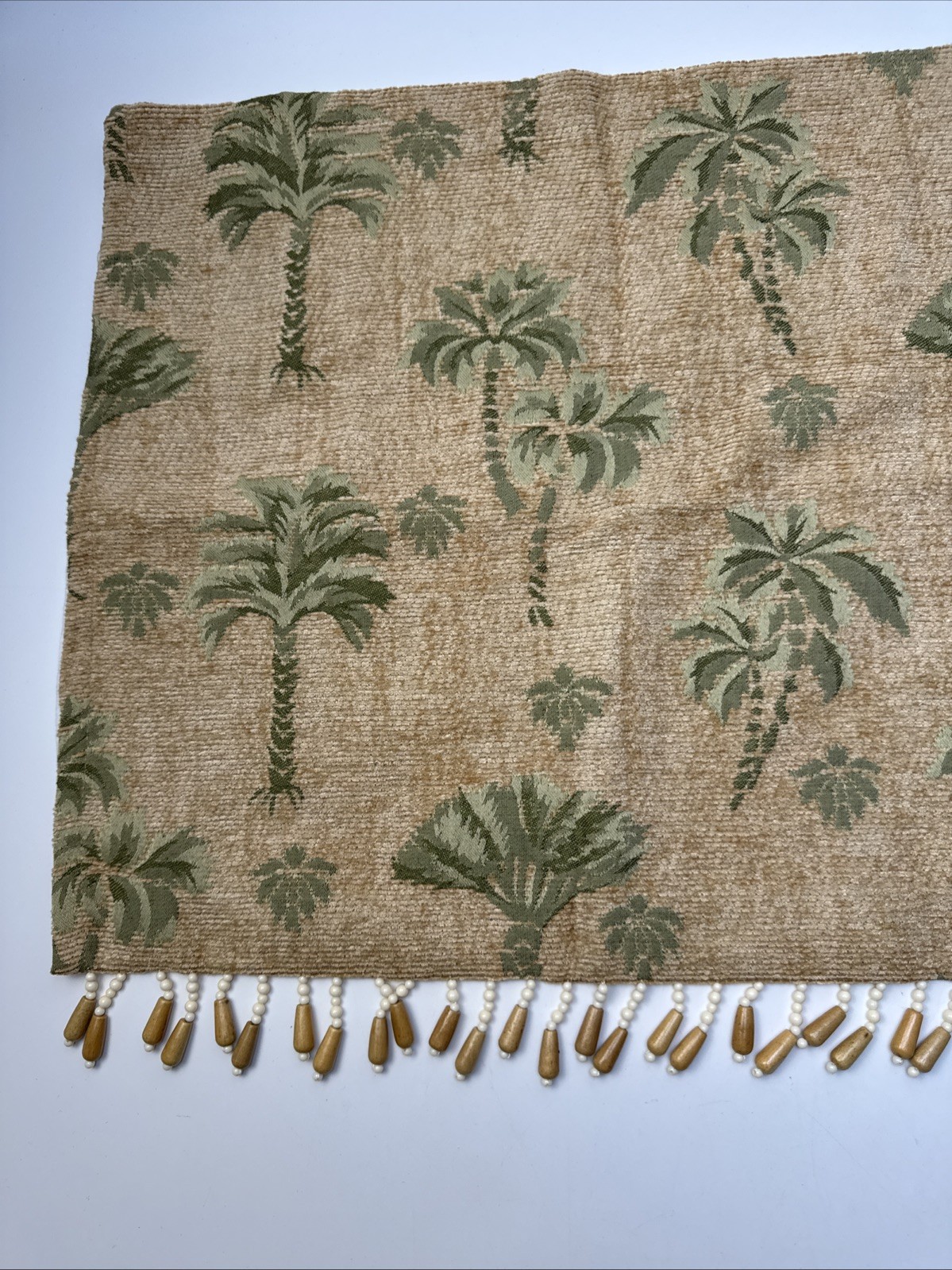 Brentwood Originals Palm Trees Wood Bead Fringe Valance 72” X 15” 8361 Amber