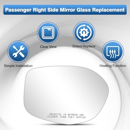 Glass Compatible with Honda Odyssey 2014 2015 2016 2017, Passenger Side Mirror