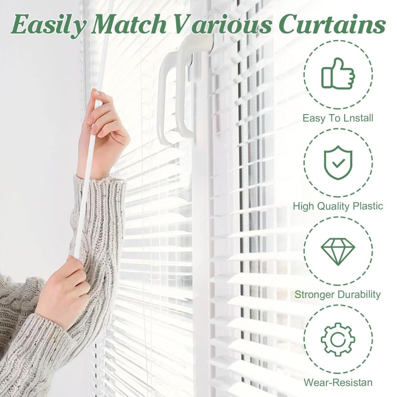 Blind Wand 2 Pcs Window Blinds Rods with Hook Detachable Blind Wands Vertical…