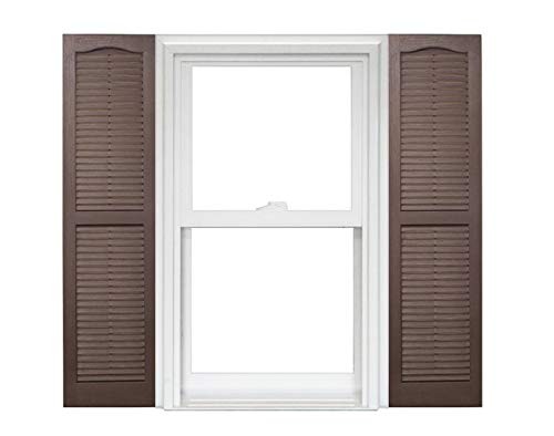 Polaris Homeside Open Louver Vinyl Shutters (1 Pair) 14.5″W x 35″H, Chocolate