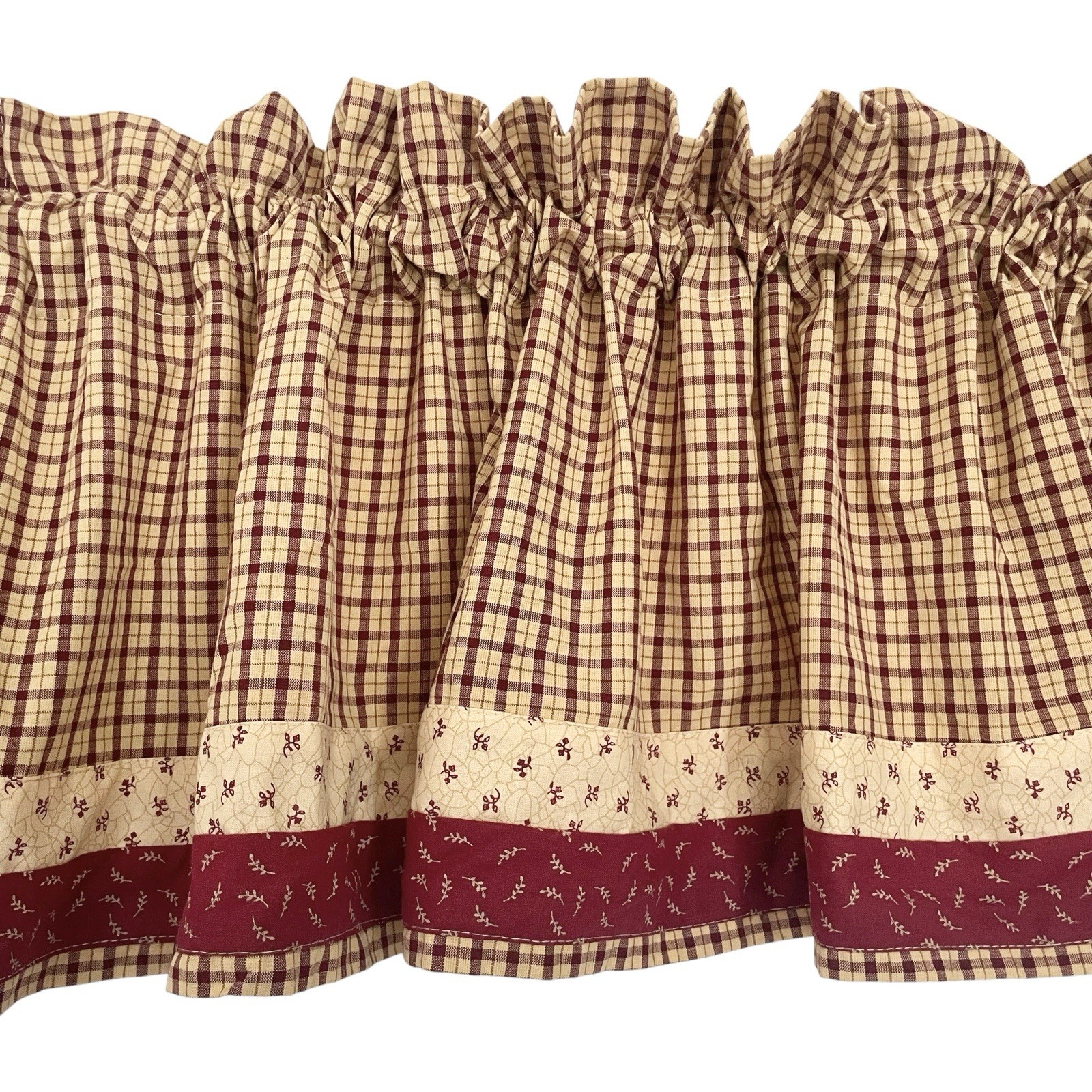 Park Designs 3pc Country Curtain Set 2 Swags & 70″ Valance Red Gingham Cotton