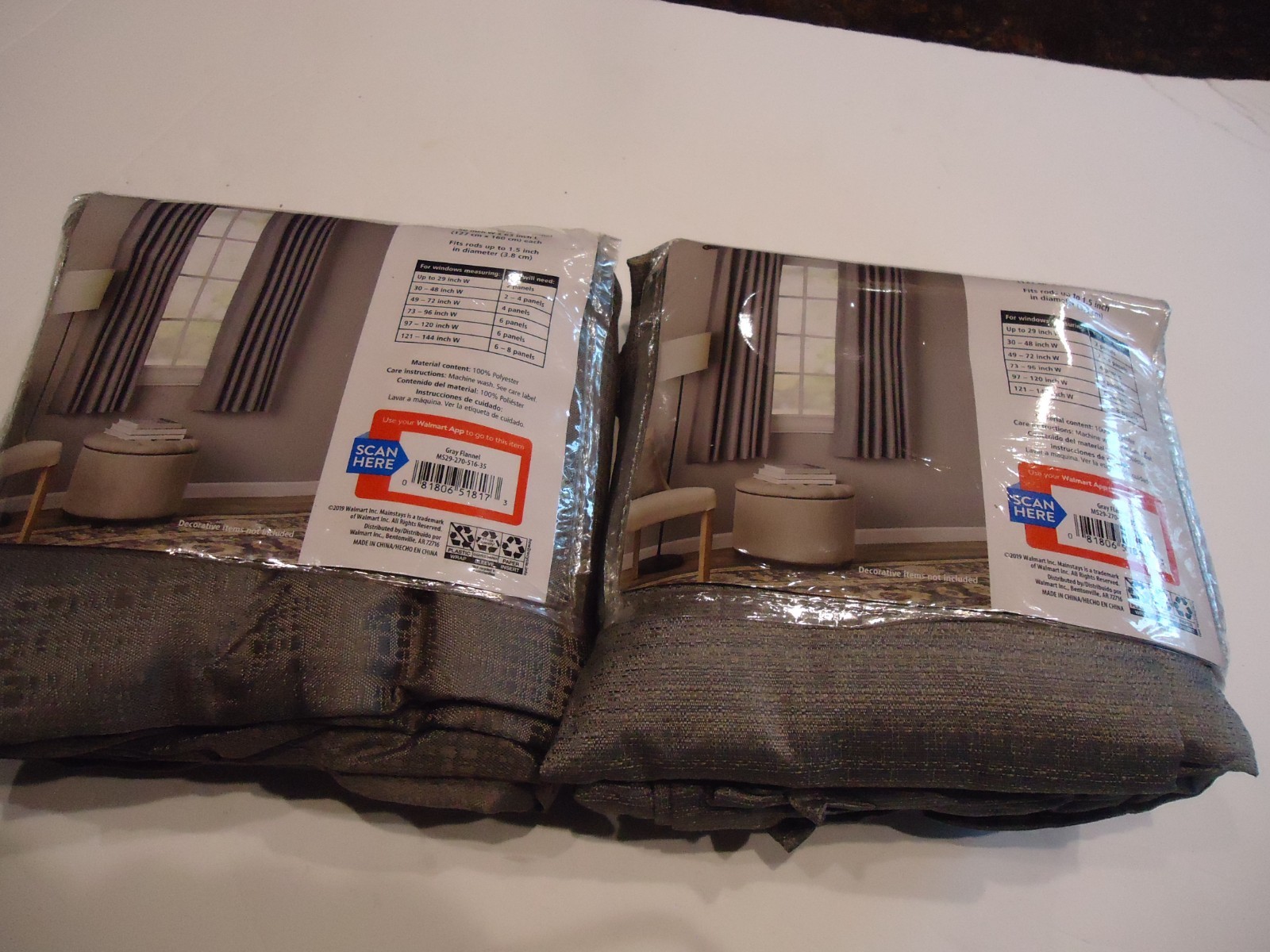 Lot of (2) Mainstays Solid Gray Blackout Curtain 63″Hx 50″W Panels