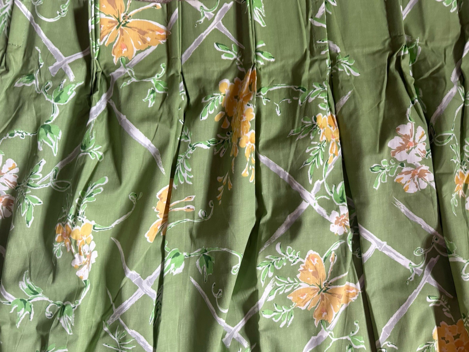 2 Custom Made Lined Panels 1 Pr Pinch Pleat Curtain Bright Green Yellow Butterfl