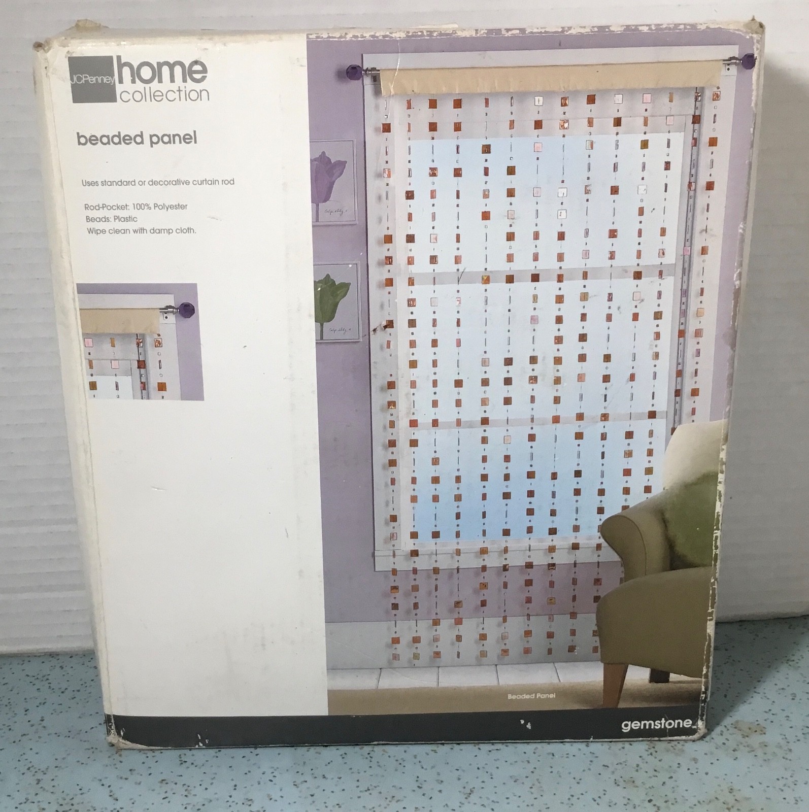 2006 JCPENNEY HOME COLLECTION GEMSTONE 40″ x 84 BEADED PANEL IRIDESCENT OPEN BOX