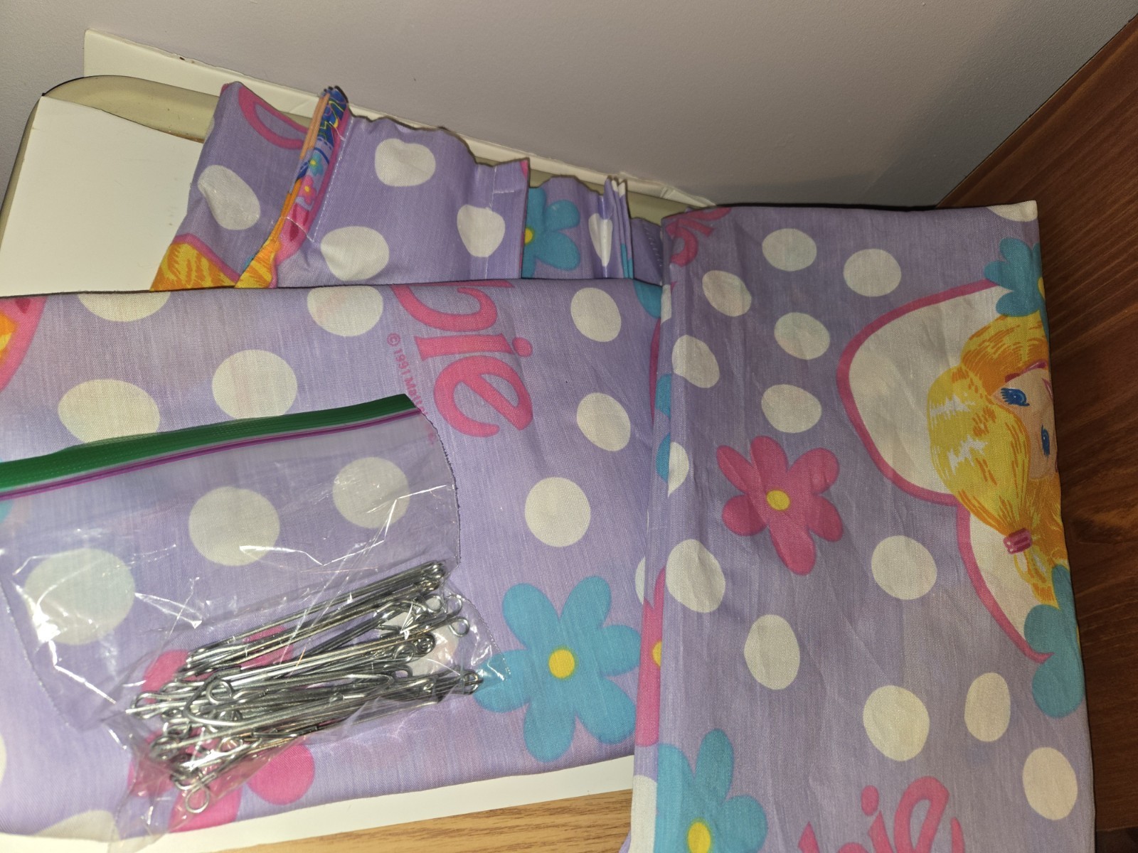 Barbie Curtains pinch pleated front draperies Lavender Purple 1991 Vintage RARE