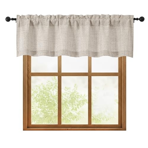 Valances for Windows 1 Pcs, Light Filtering 60″W x 14″L (Pack of 1) Linen
