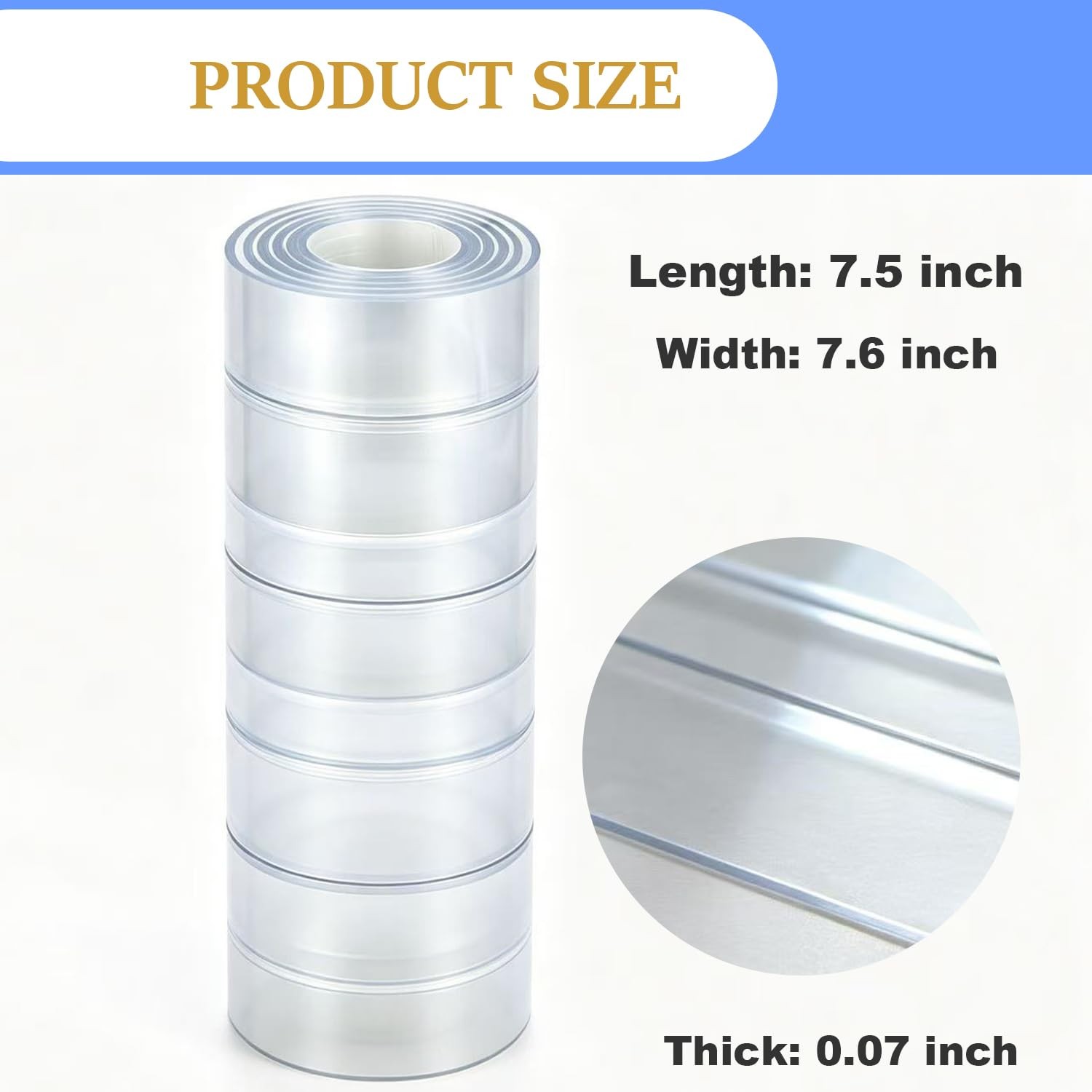 Plastic Vinyl Strip Curtain Waterproof PVC Freezer Warehouse 7.5×7.6 Ftx0.07 In