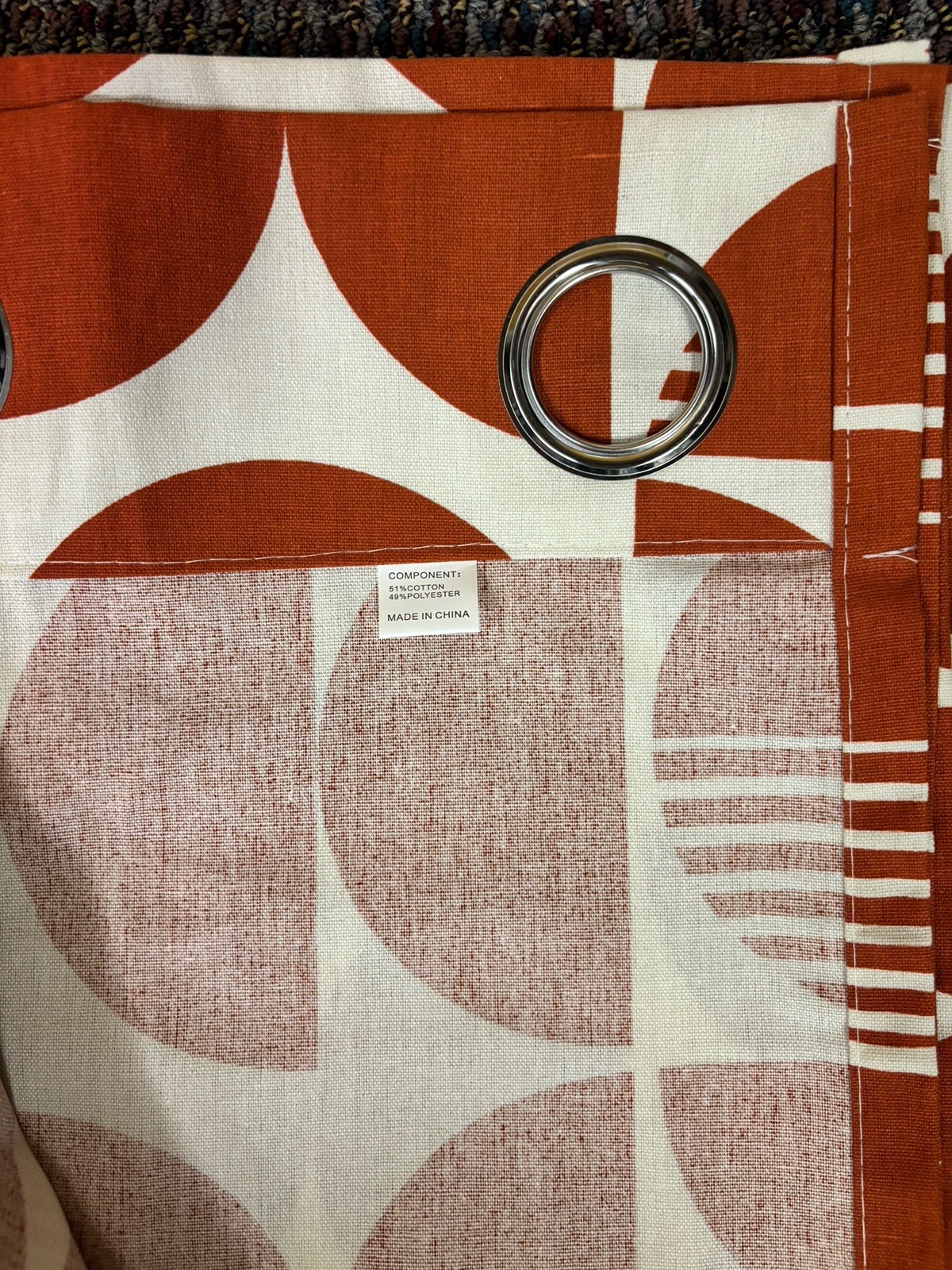 2 MCM Geometric Curtain Panels 52×84 Terracotta Orange Circles Scandinavian Look
