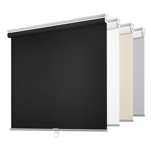 Cordless Free-Stop 100%out Blinds for Windows, Roller 40″W x 72″H Black