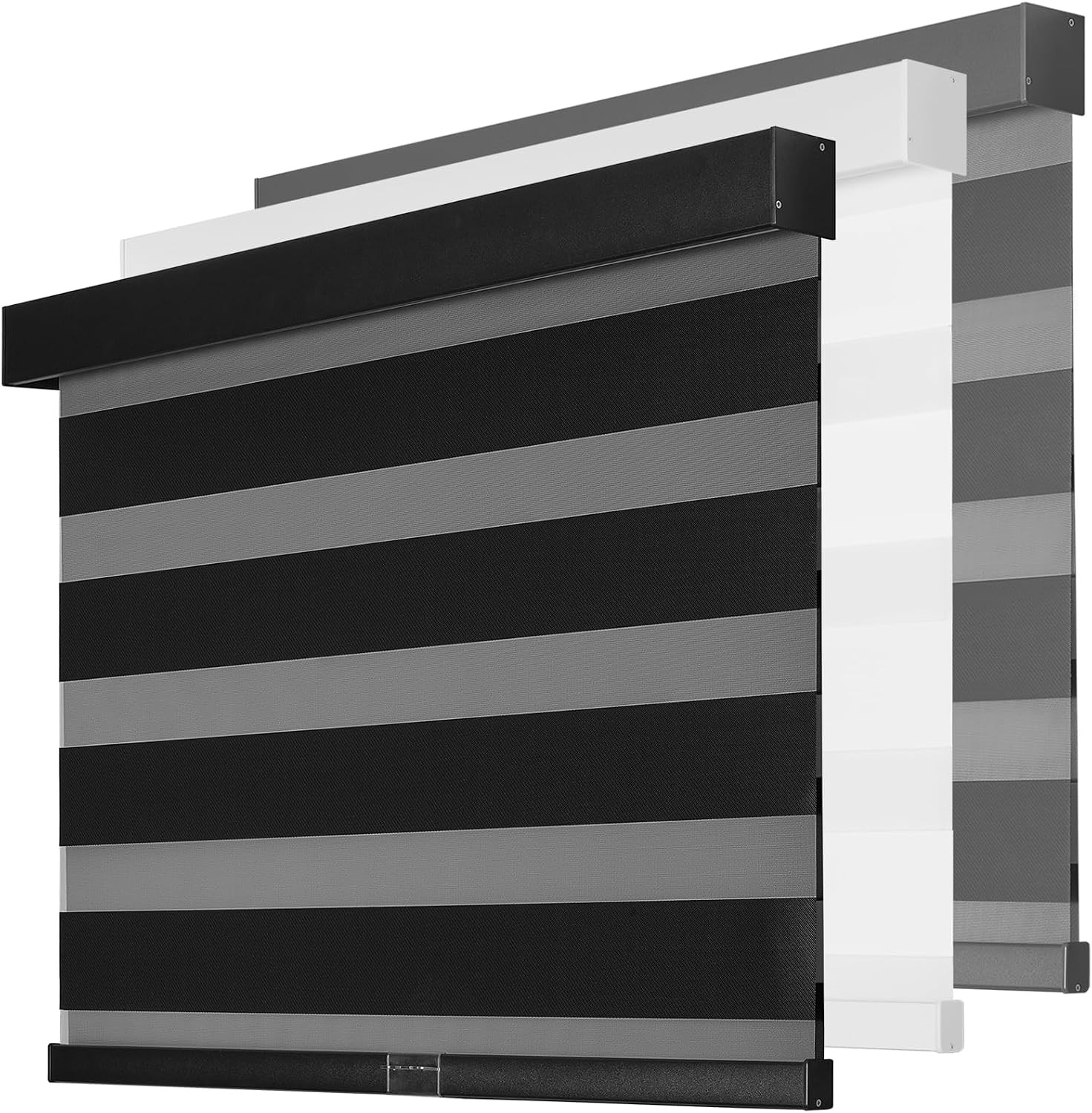 Cordless Zebra Blinds for Windows,Free-Stop Pull Down Roller Shades,Dual Layer P