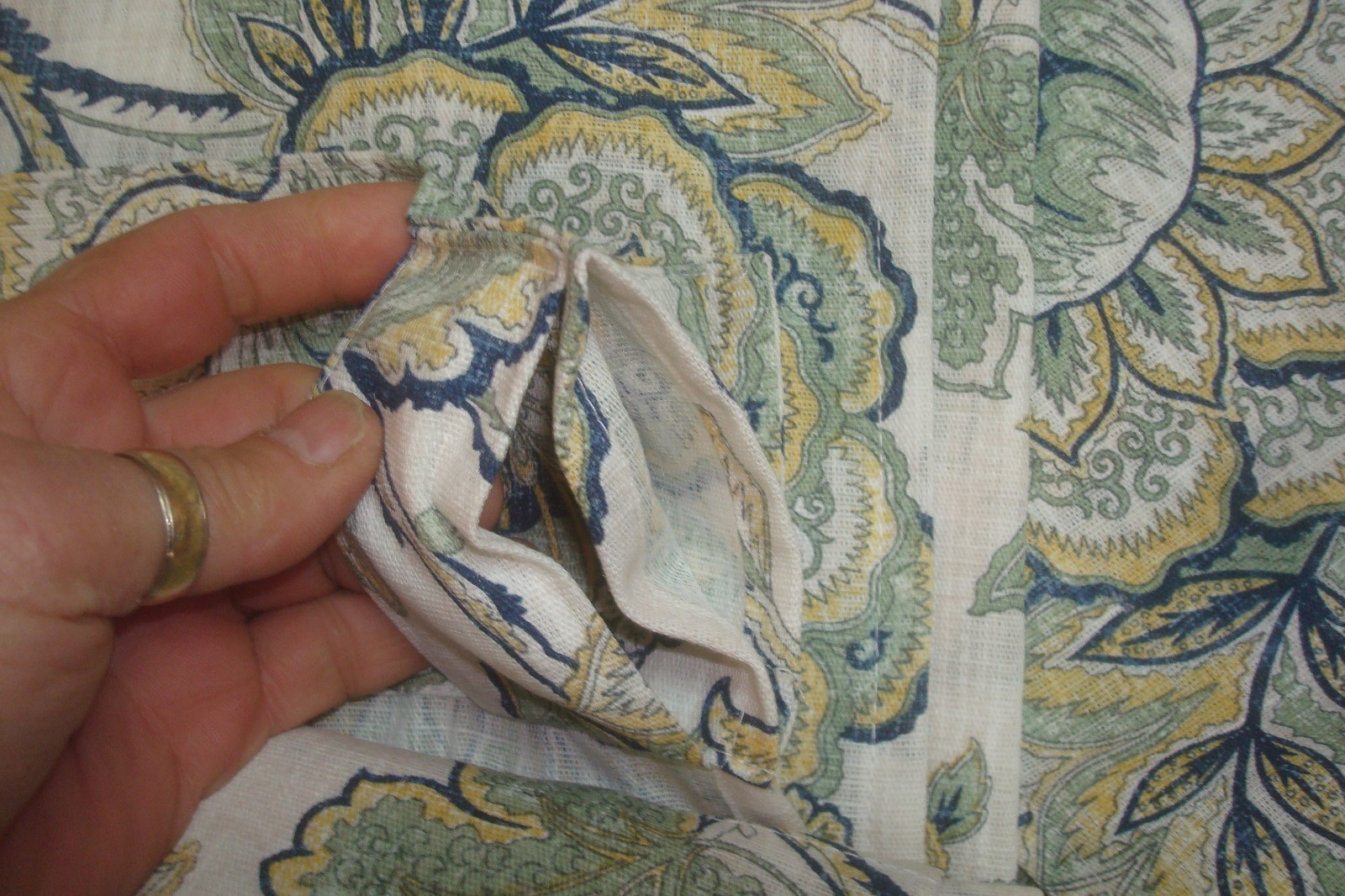 NWT Moss & Willow 2 pc Curtain Panels Floral Cotton blend Blue Green 84″ lg
