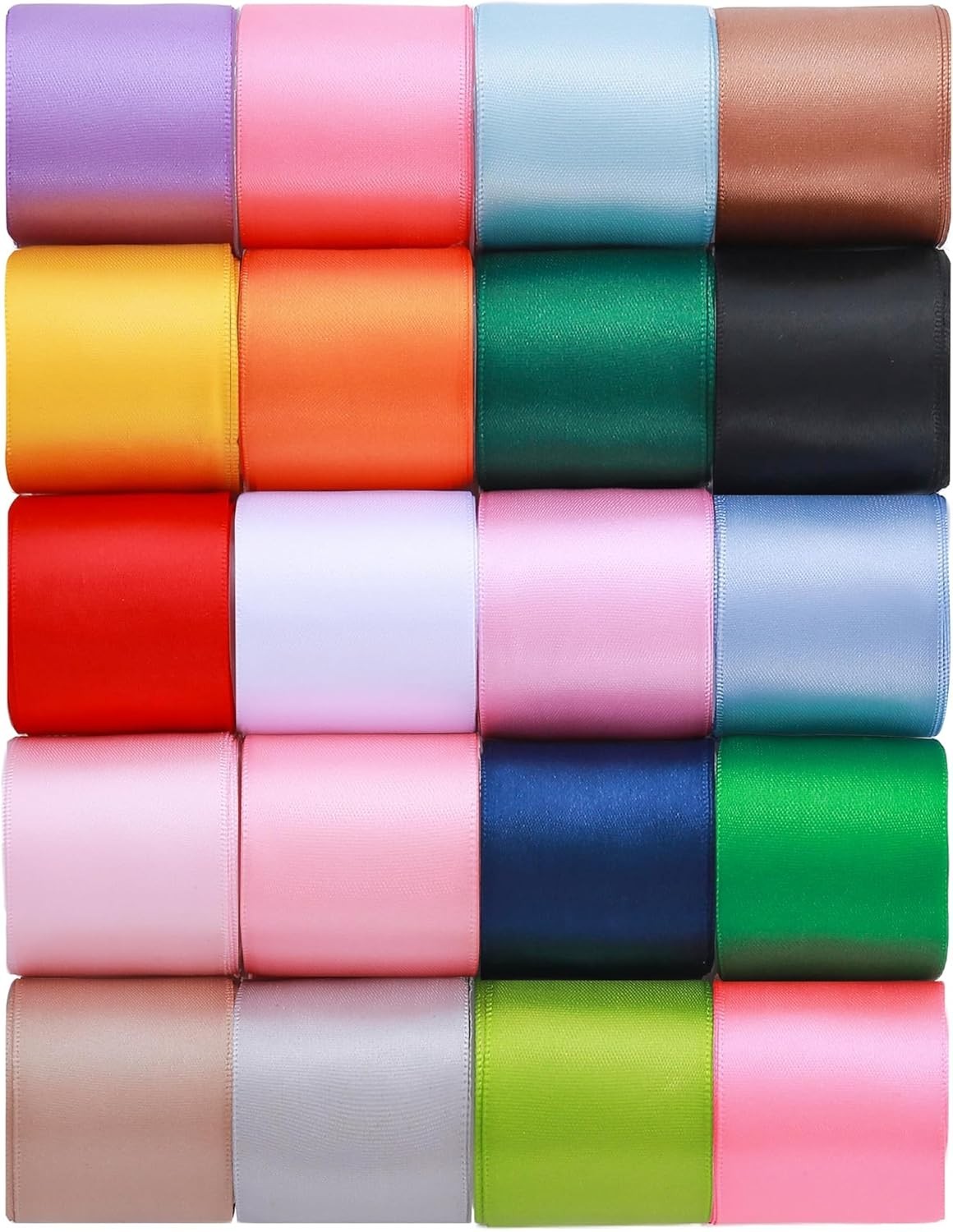 Juego de cintas de satén de 20 colores de 1-1/2 pulgadas, 1.5″ x 2 yardas x 20 r