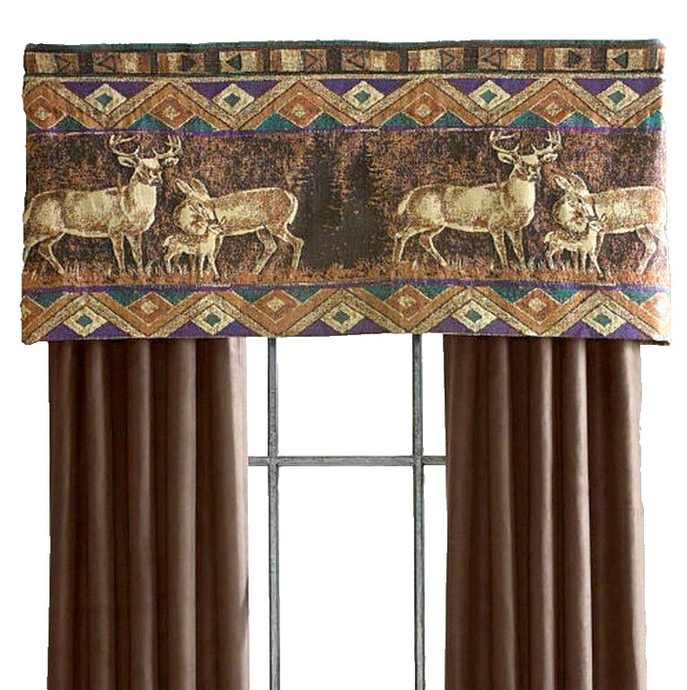 Croscill Deer Tailored Valance Chippewa Cabin Hunting Camp Lodge 54″W 22″L