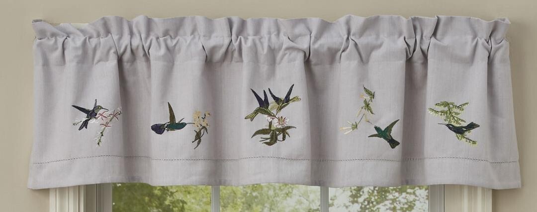 Embroidered Hummingbird lined valance by Park Designs