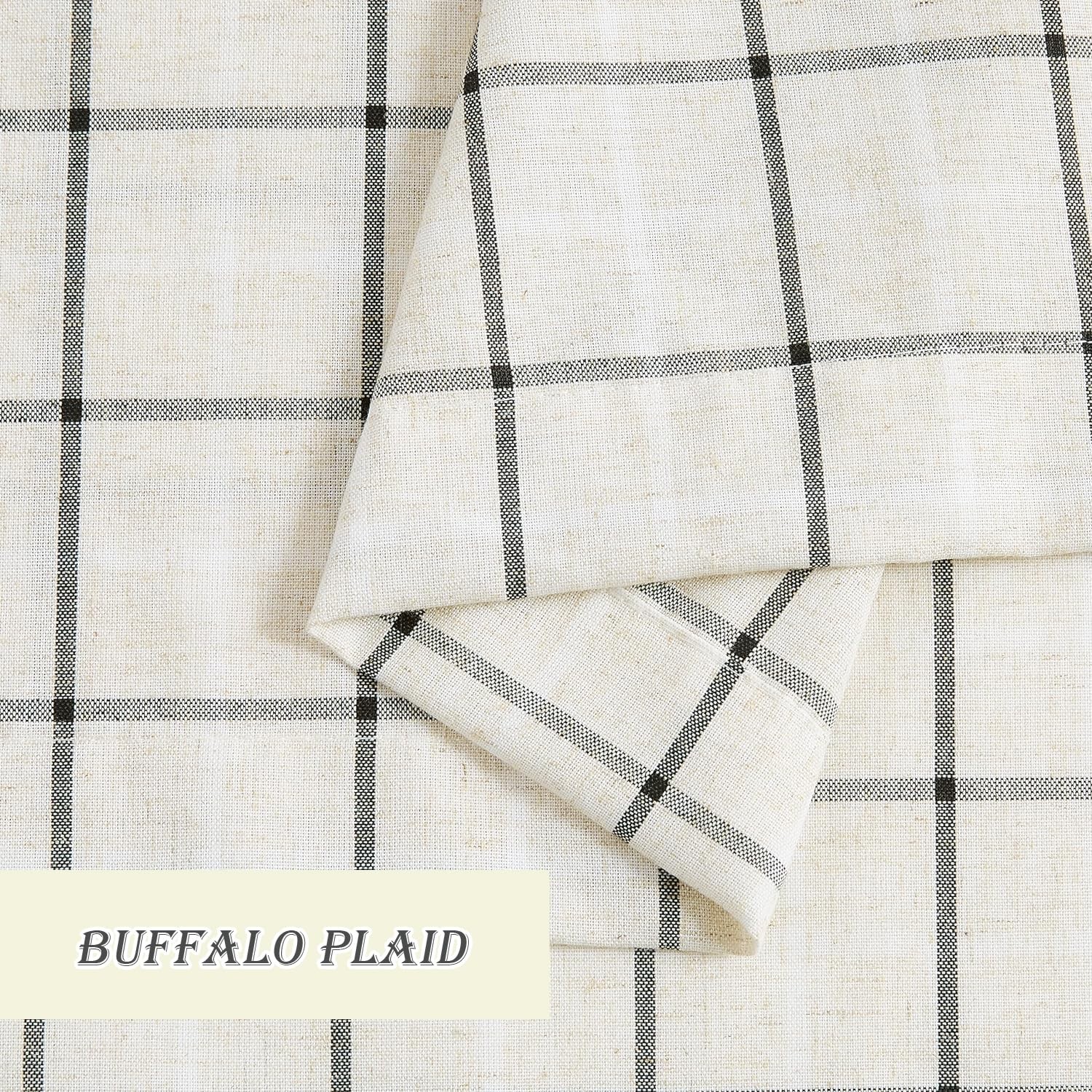 Amzdecor Buffalo Plaid Window Treatment 40″W x 84″L (Pack of 2), Beige/Black