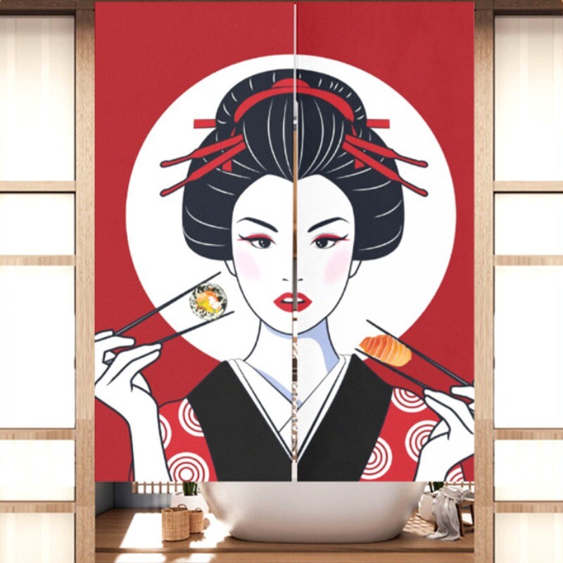 Japanese Noren Door Curtain Tapestry Room Divider Doorway Banner Hanging Drape