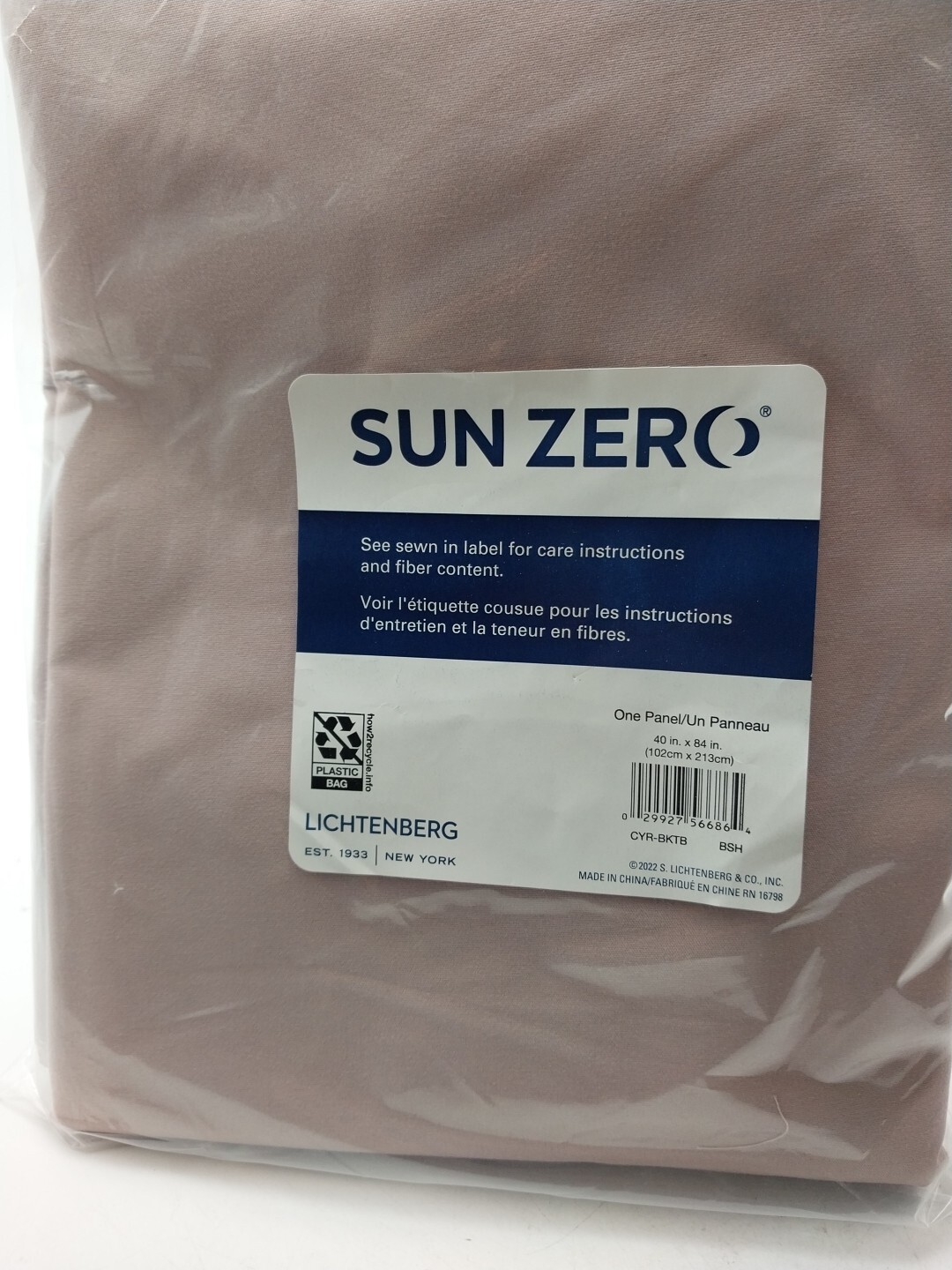 Sun Zero Panel Curtain Blush Pink 40iñ x 84in