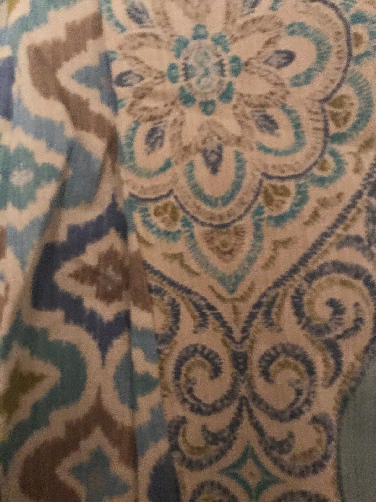 Waverly Home Classics Wavy Pleated Valance 53”x19” Medallion Floral Aqua Blue