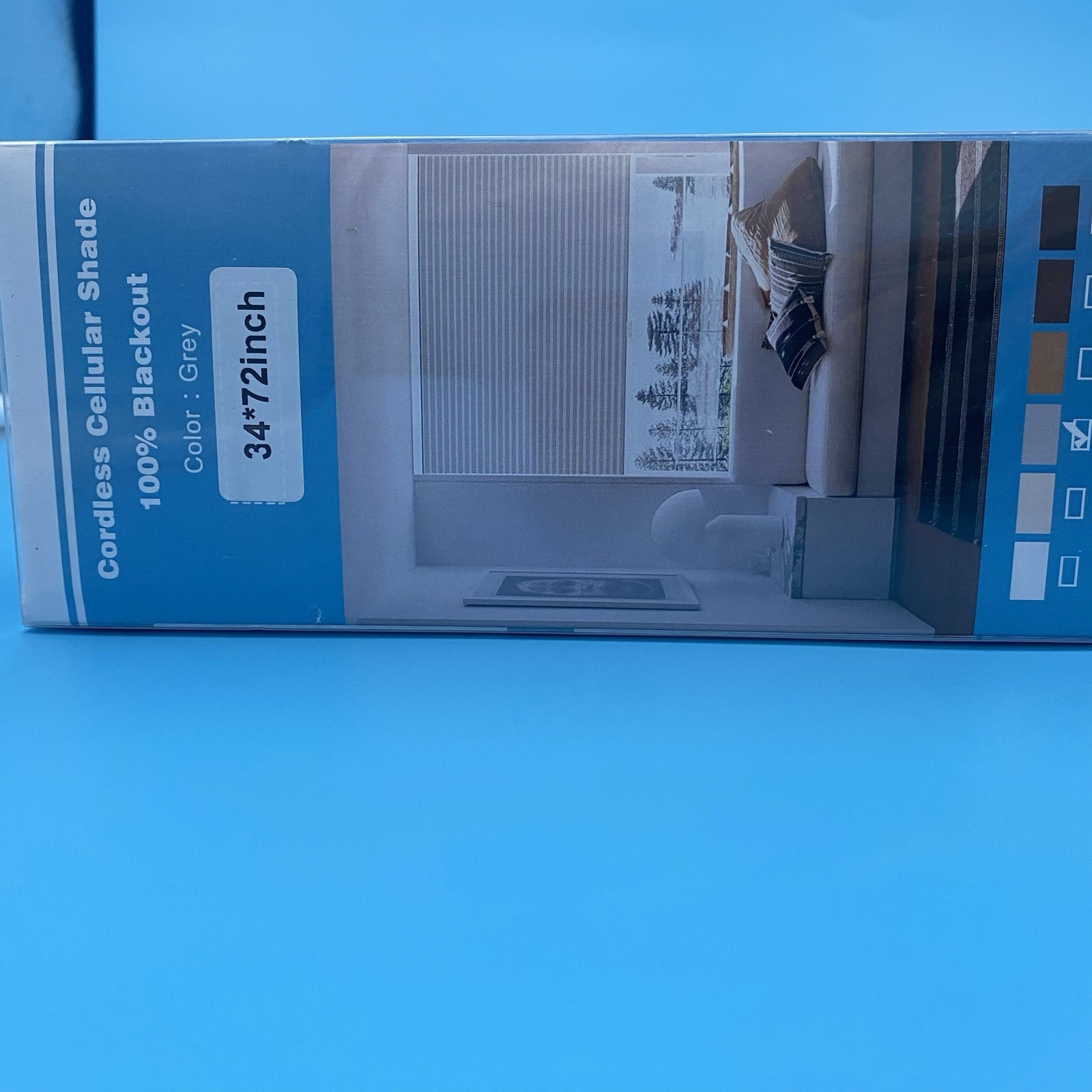 Changshade Blackout Cordless 34”x72” Honeycomb Cellular Shades Grey