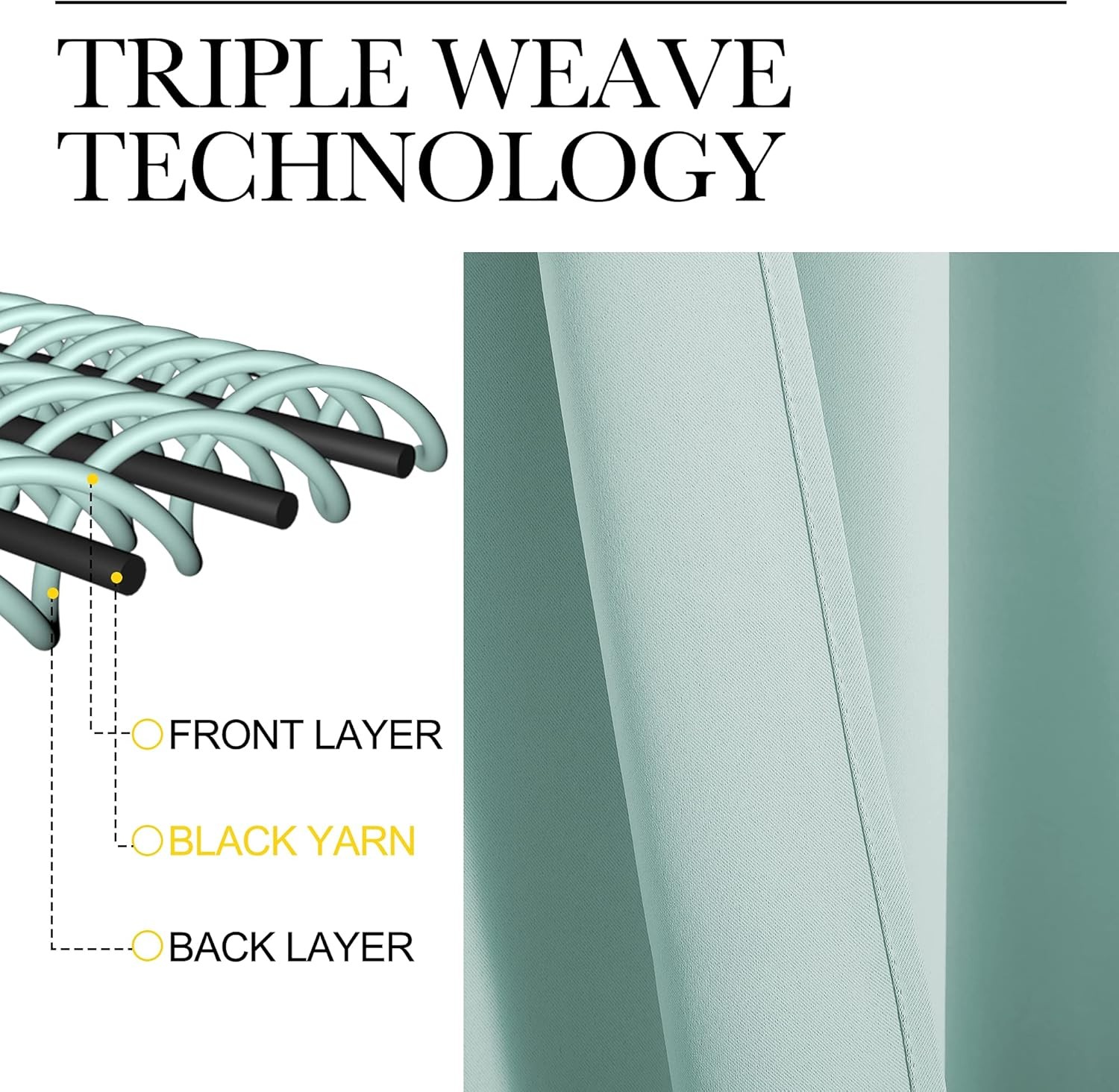 Blackout Curtain Panels for Bedroom, 2 Panels, W42 L60 inches