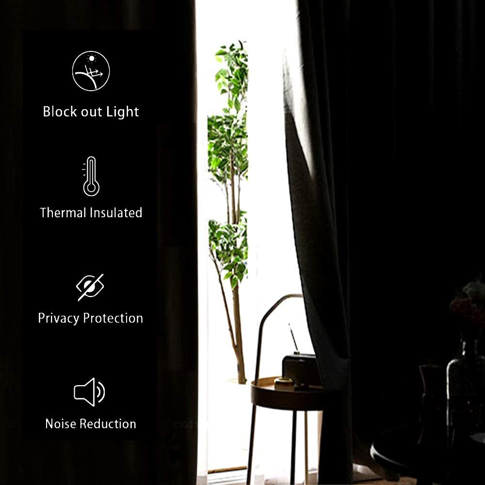 1 SET 100% THERMAL BLACK OUT WINDOW LINED CURTAIN PANEL DRAPE BRONZE GROMMET AAA