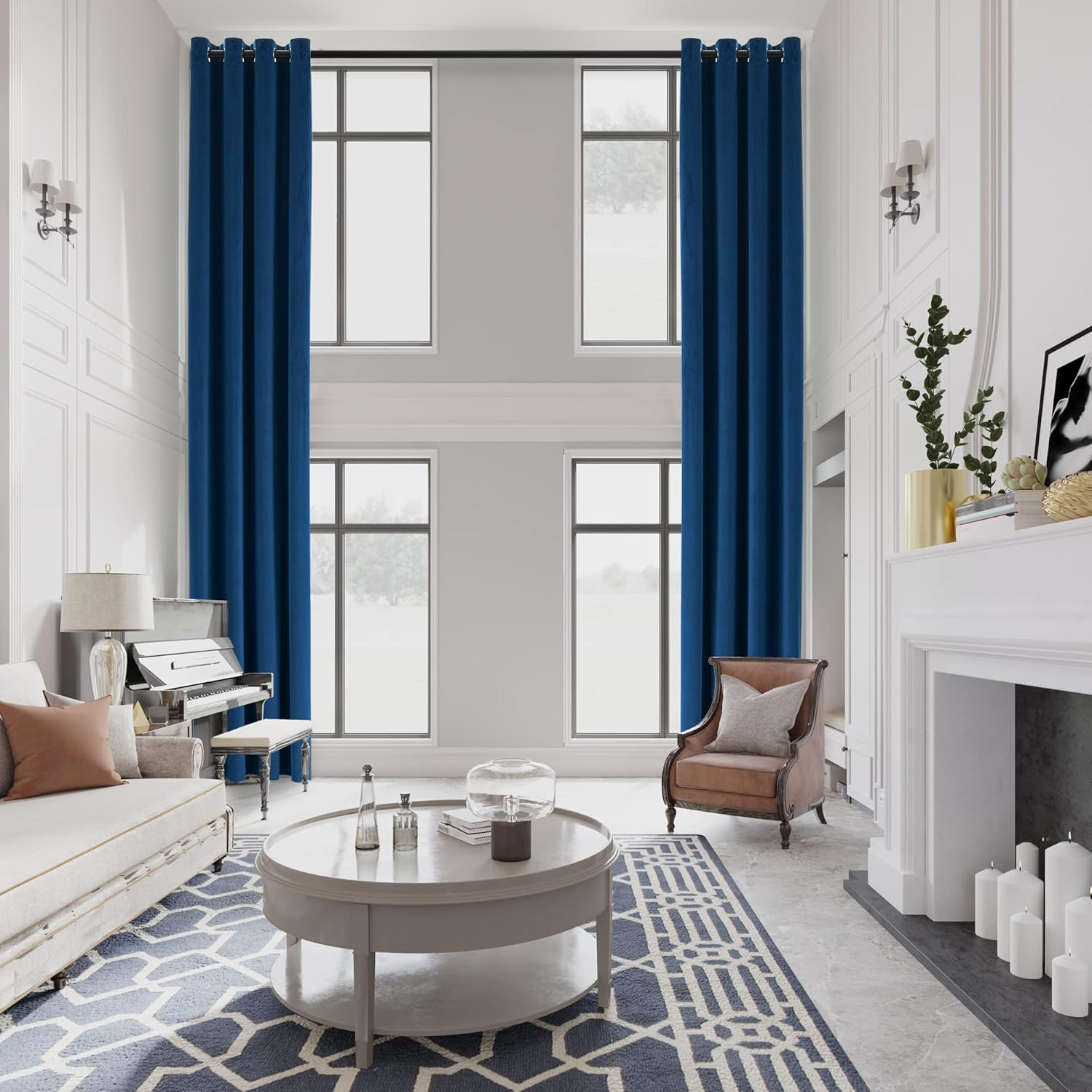 Extra Long Curtains 12Ft Length Thermal Insulated – Blackout 2 Story Curtains He