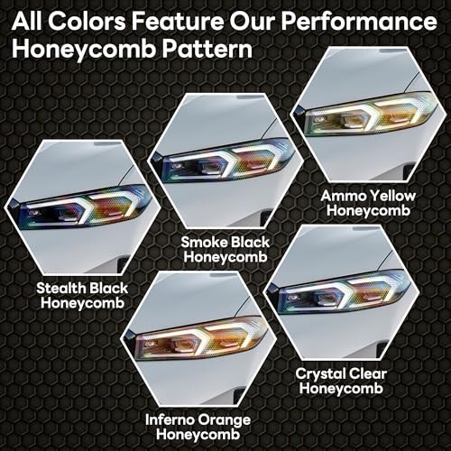 Headlight Taillight Tint Film – 12 x 60 12in x 60in Crystal Clear Honeycomb