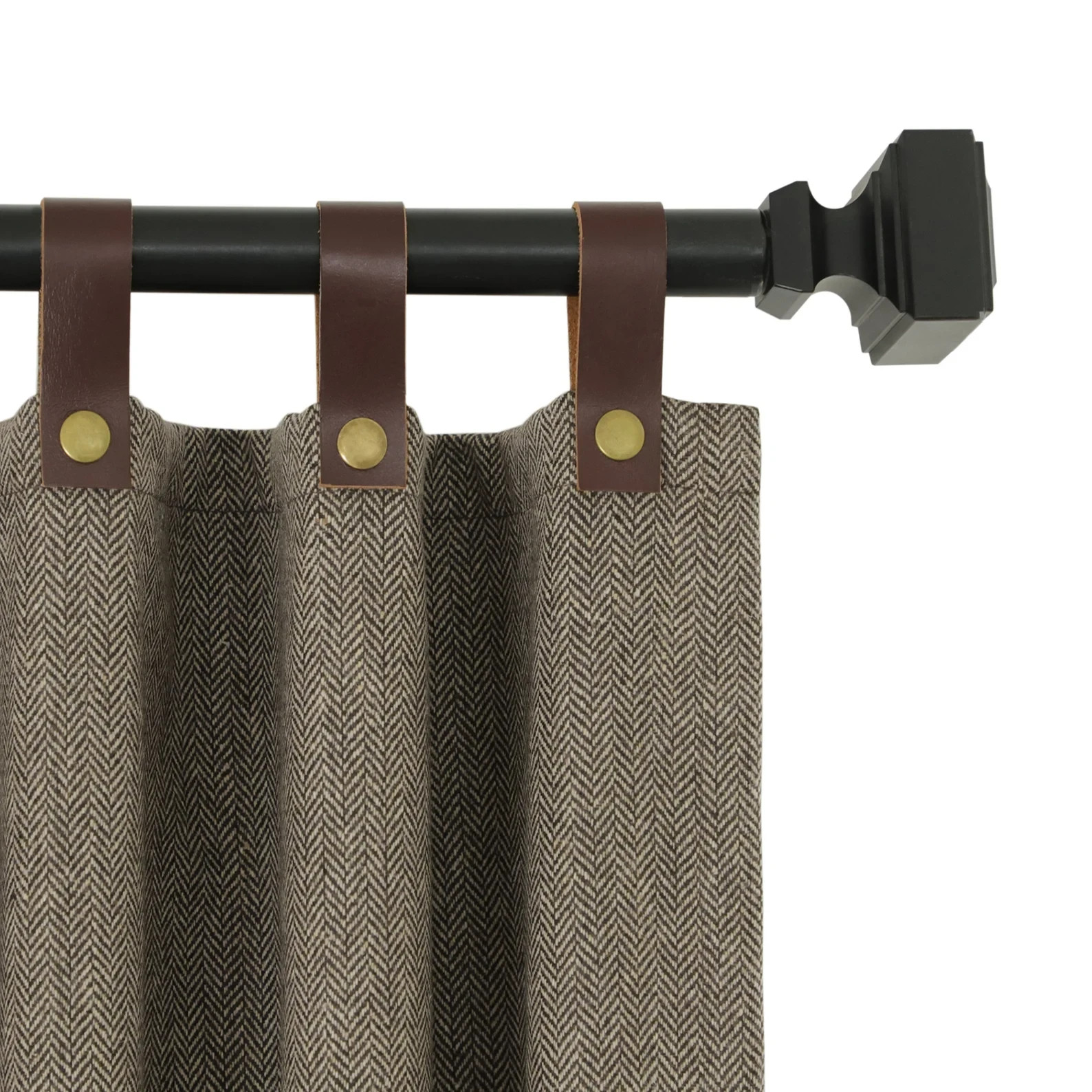 50″ × 96″ Navy Blue Herringbone Wool Curtain Panel | SPF 50+ UV Protection