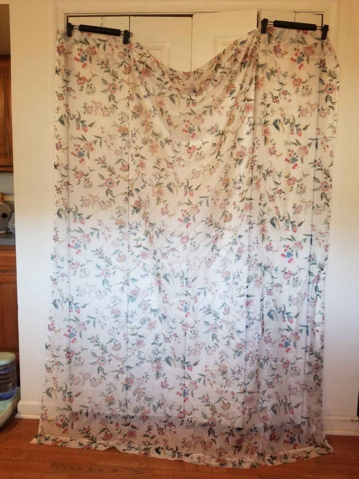 Vintage Sears Curtain Panel (1) Semi-Sheer Multi Color Floral 82″L X 60″W EUC