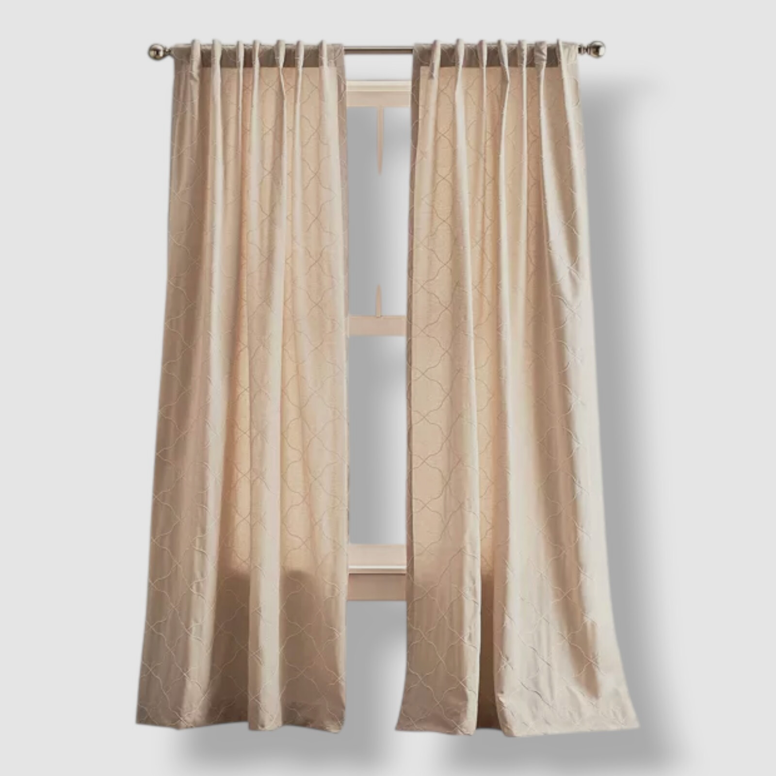 Peri Home Beige Mallorca Embroidery 108″ x 50″ Back Tab Window Panel, Pair