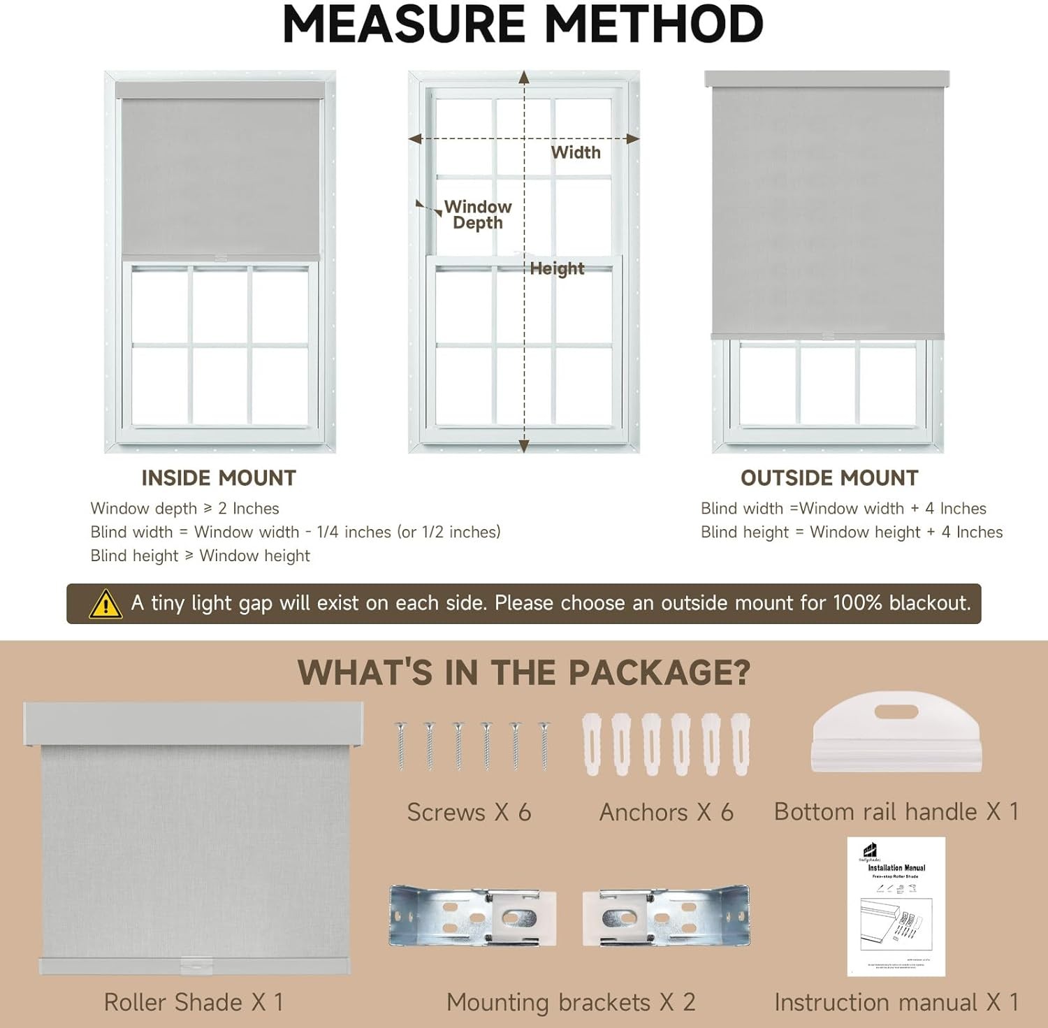 Blackout Roller Shades, Cordless Blinds with Valance, Window Shades for Home,