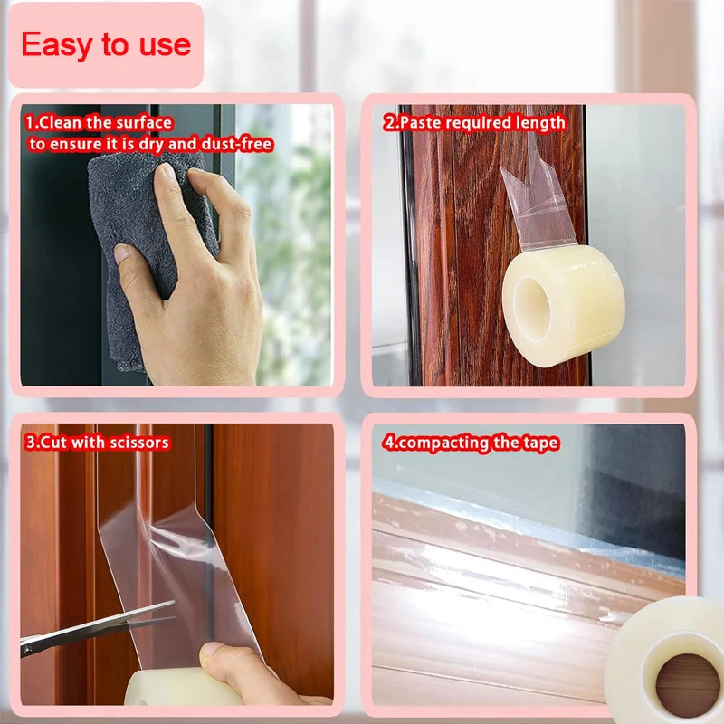 5/10/20M Transparent Window Weather Sealing Tape Clear Window Draft Isolation S