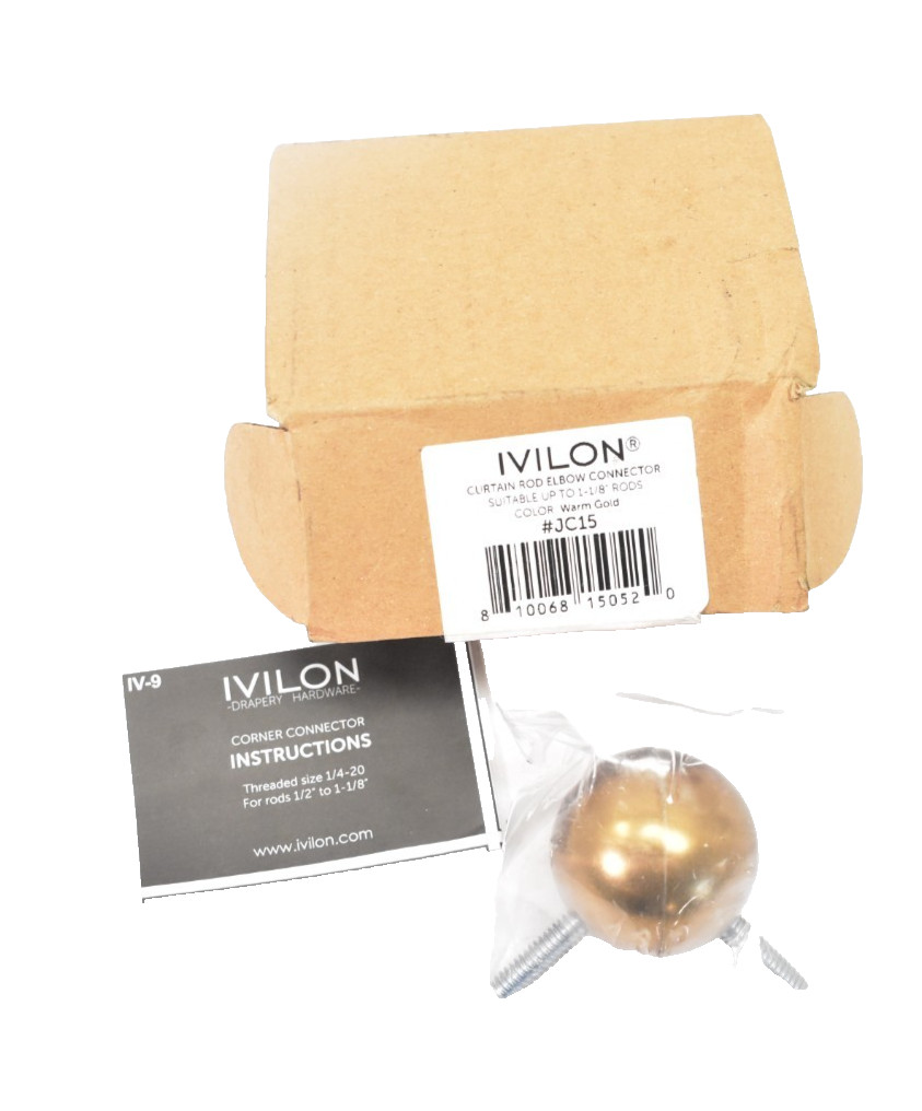 Ivilon Bay Window Curtain Rod Corner Connector Warm Gold JC15 Single Unit