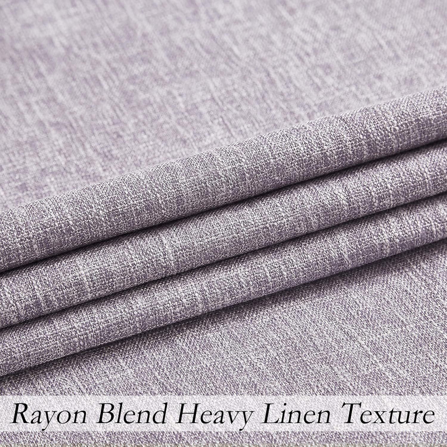 Lavender Solid Full Blackout Curtain Heavy Linen Texture Window Treatment for Be