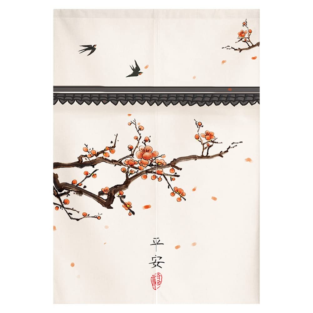Rloncomix Japanese Noren Doorway Curtain Tapestry Traditional Chinese Plum