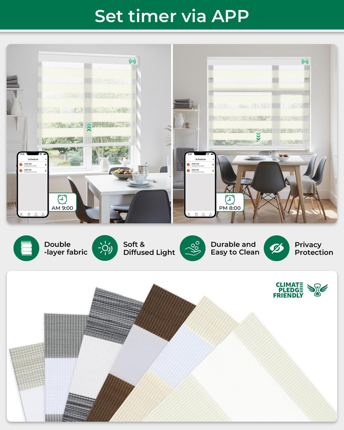 Remote-Controlled Zebra Blinds | Electric Dual Layer Shades, Pearl White 33×72
