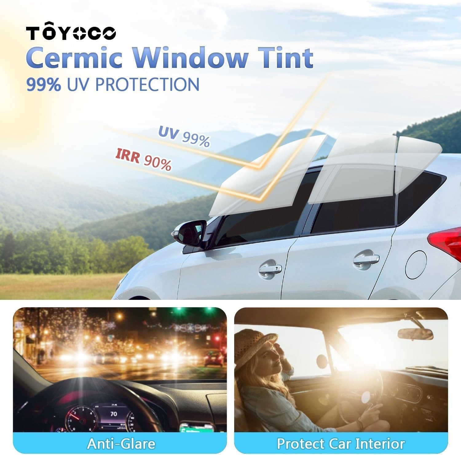 15% VLT Ceramic Car Window Tint Film – 20in * 20ft Window Privacy Film, 99% B…