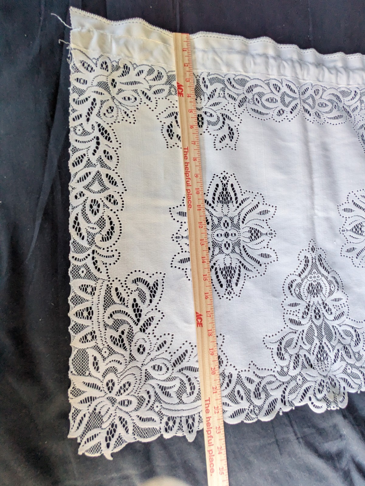 Pair Cafe Tiers Curtains Panels Off White Cream Battenburg Lace Valance 24″ Long