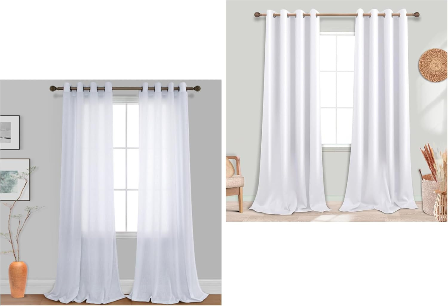 120″ White Blackout Curtains with Bronze Grommets for Any Room