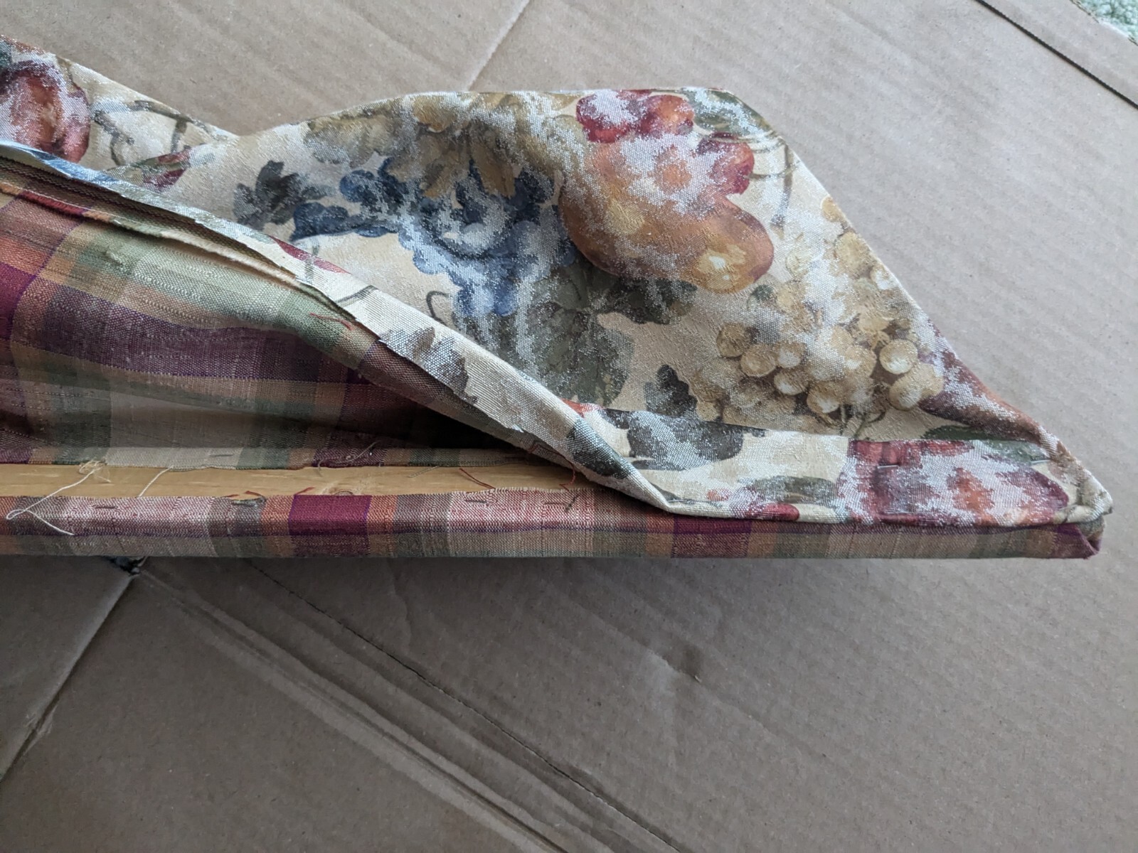 CUSTOM Roll Shade Window VALANCE 102″ Lined French Country Floral & Plaid EXCEL